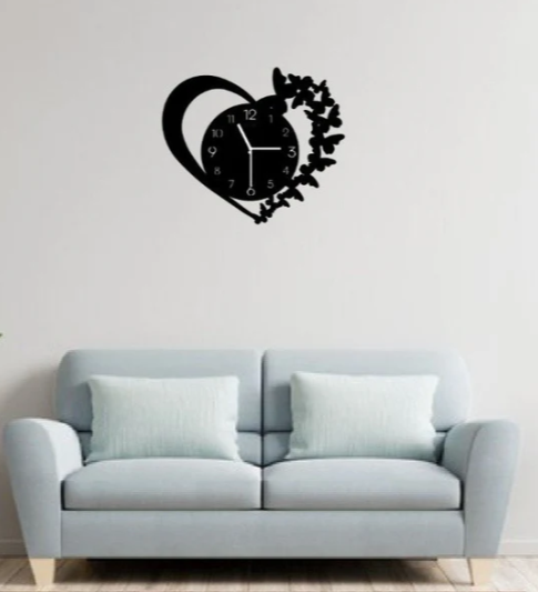 Heart with butterflies clock