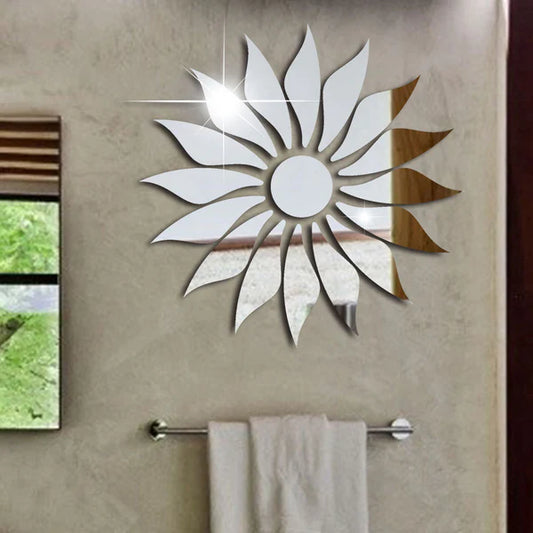 Silver Sunflower Home Decor Mirror(Acrylic)